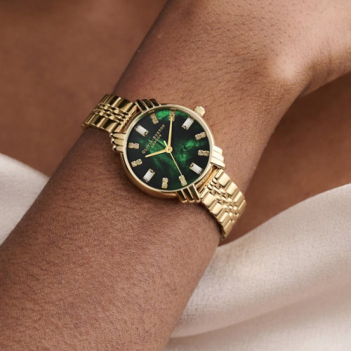 Olivia Burton Art Deco IP 30mm Esfera Verde