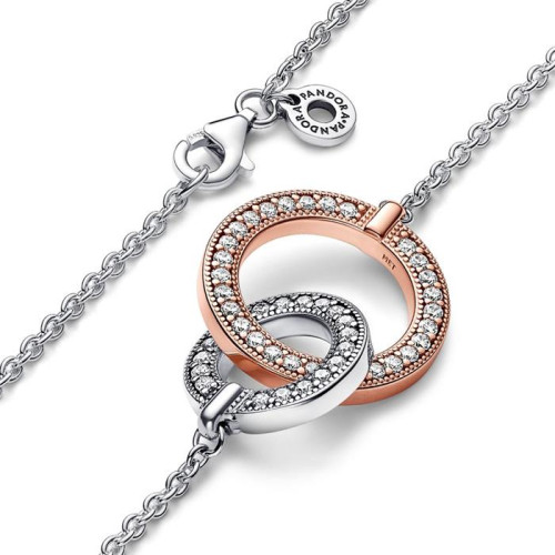 Collar Círculos Entrelazados en Dos Tonos Pandora Signature