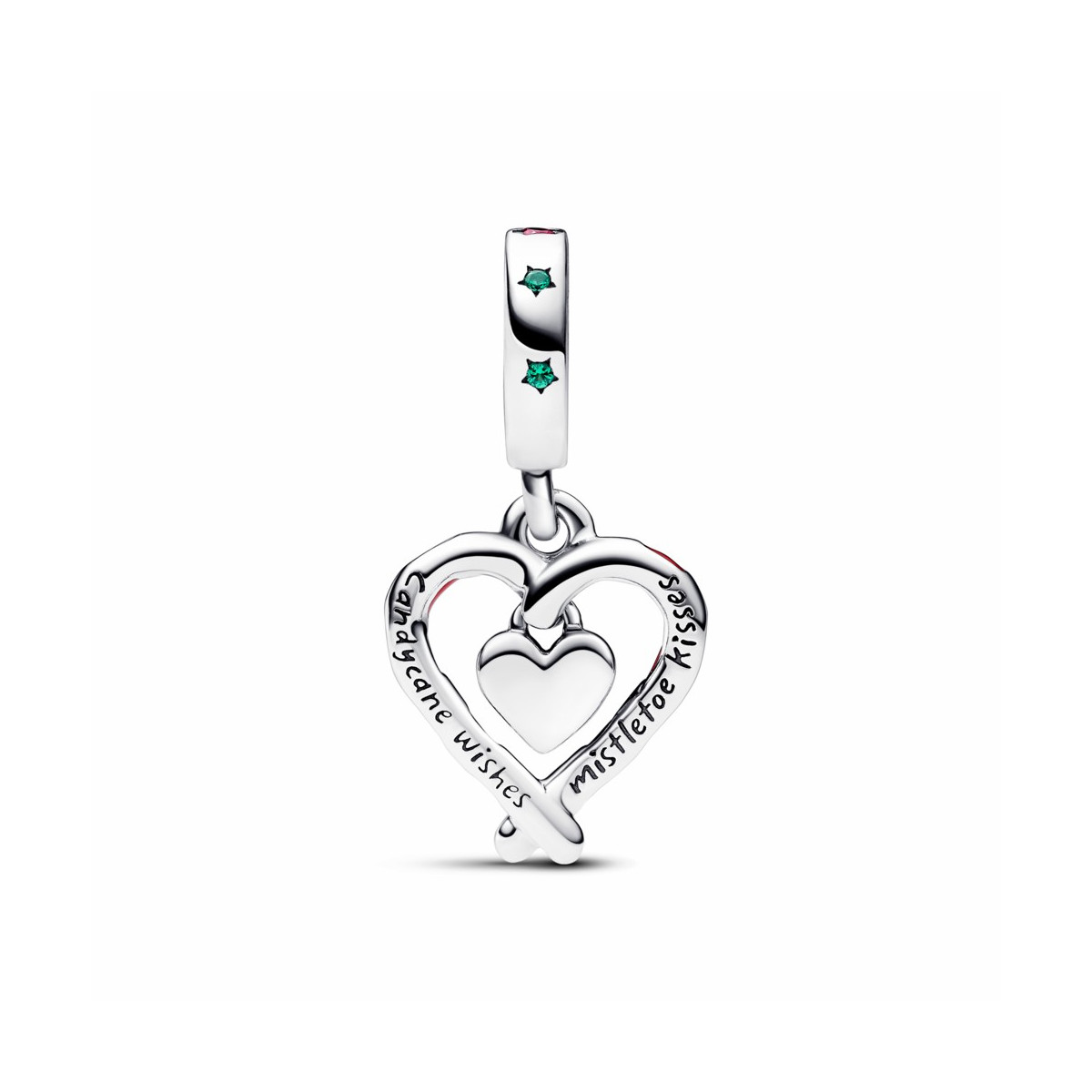 Charm Colgante Corazón Bastón Caramelo Doble de Navidad