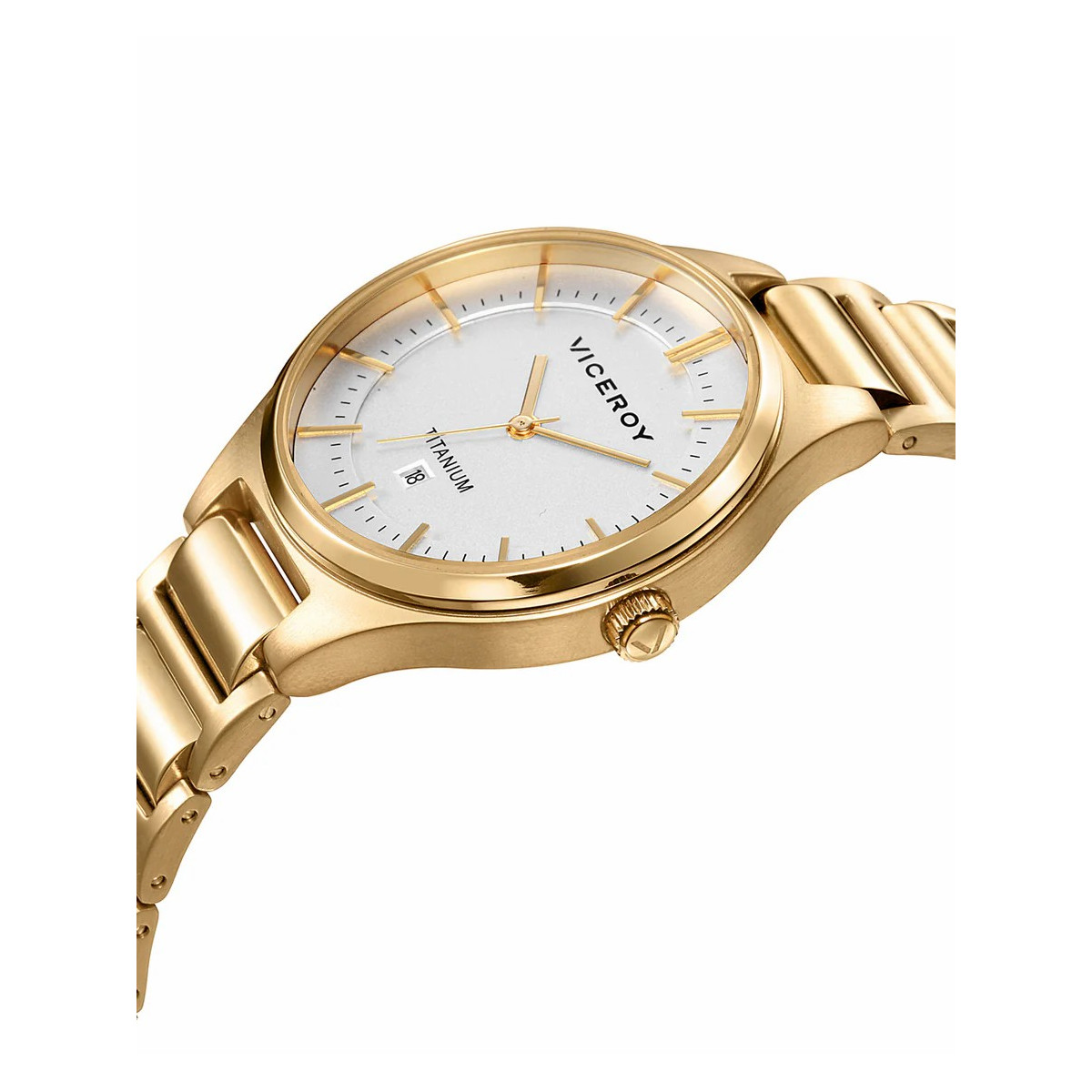 RELOJ DE MUJER GRAND 3 AGUJAS DE TITANIO IP DORADO