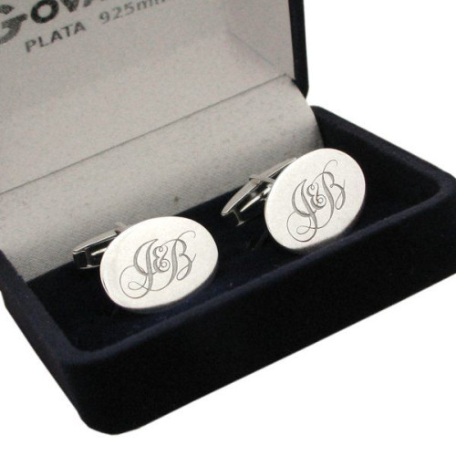 Gemelos en plata de ley Oval Personalizable