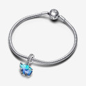 Charm Colgante Pandora Elefante Cristal Murano Azul