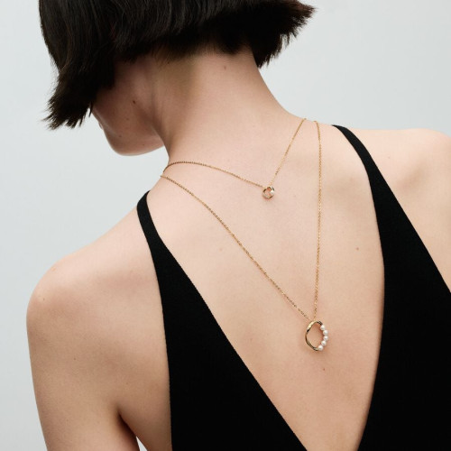 Collar Pandora Círculo Forma Orgánica Perla Cultivada Agua Dulce
