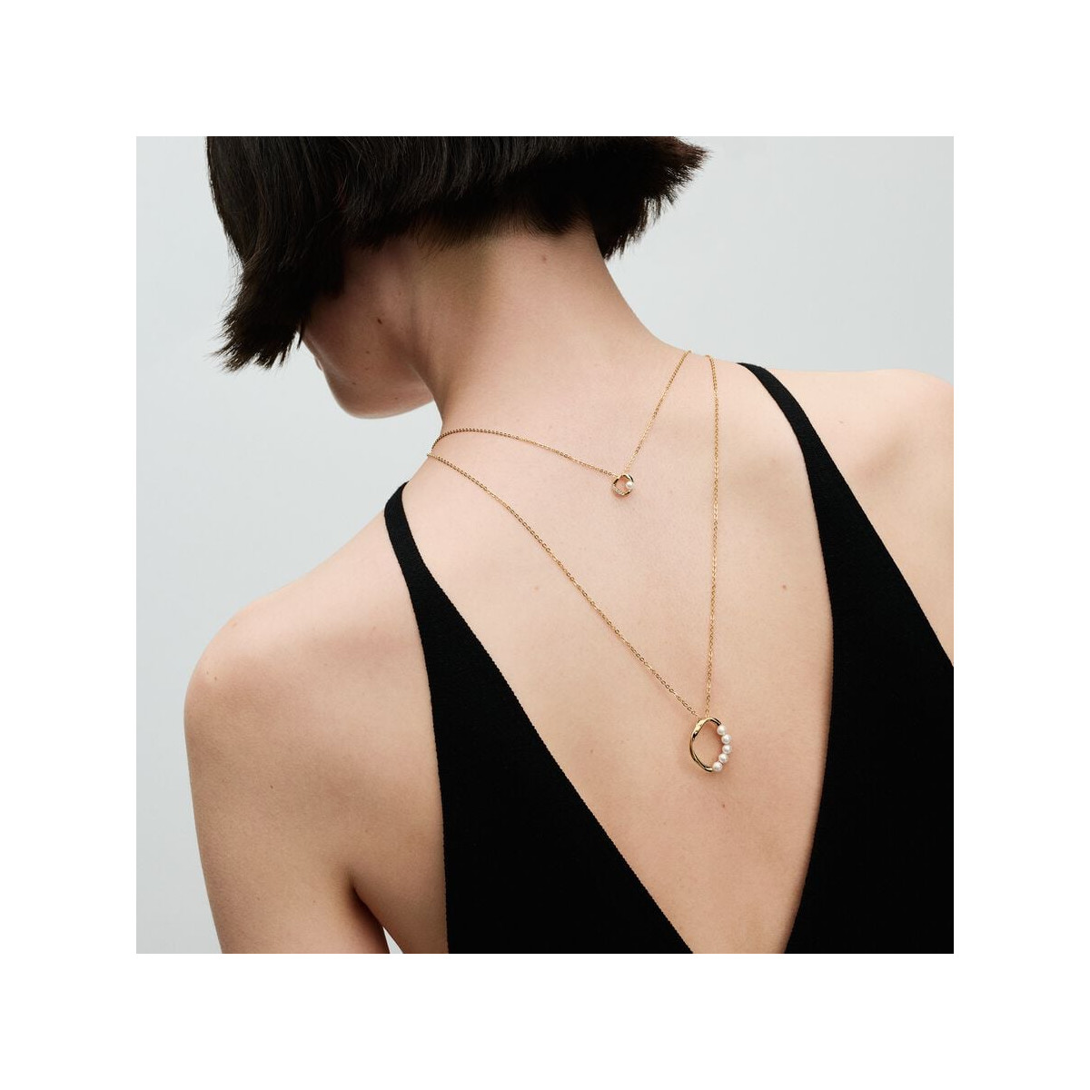 Collar Pandora Círculo Forma Orgánica Perla Cultivada Agua Dulce