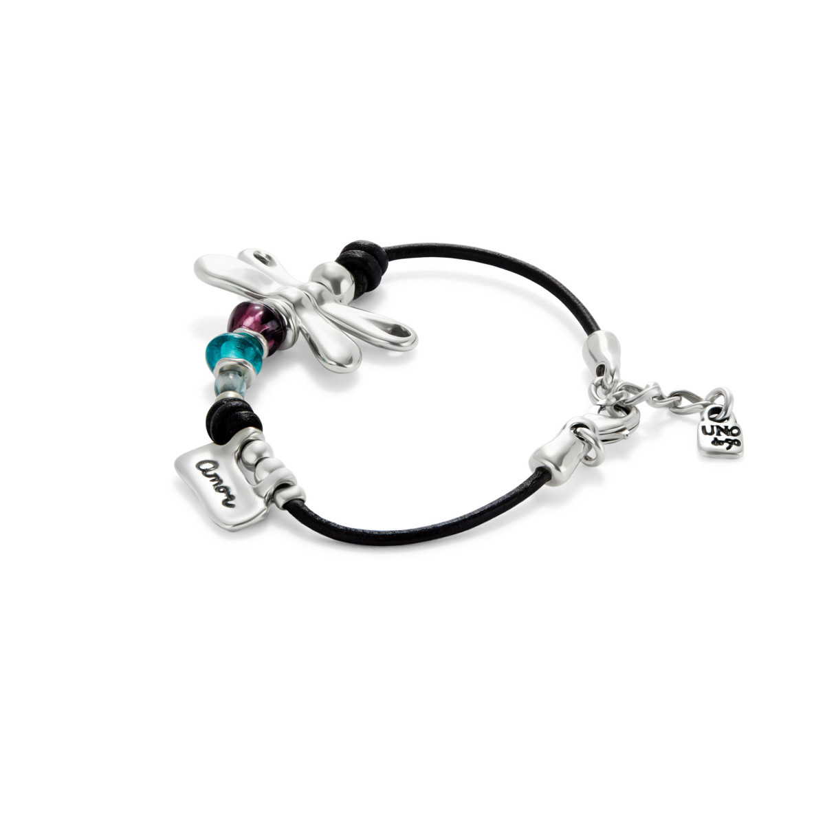 Pulsera con libélula bañada en plata de ley y cristales