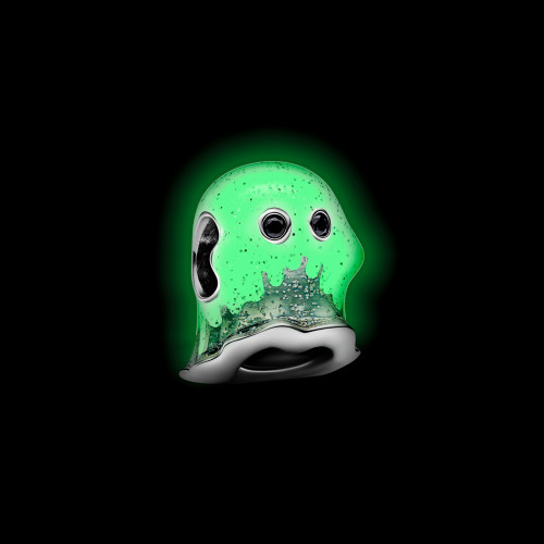 Charm en plata de ley Fantasma Boo que brilla en la oscuridad