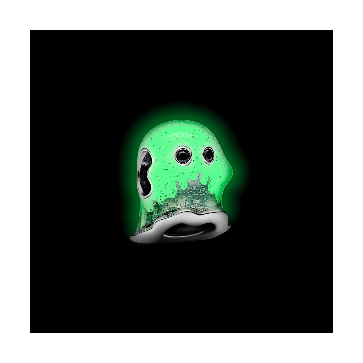 Charm en plata de ley Fantasma Boo que brilla en la oscuridad