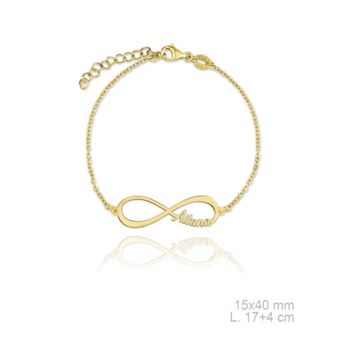 Pulsera Infinito Plata chapada en oro con un nombre