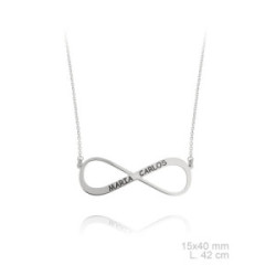 Collar Infinito en plata dos nombres grabados