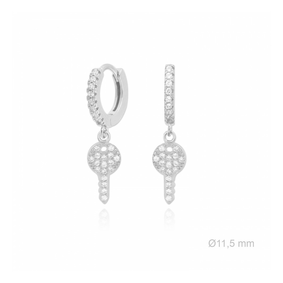 Pendientes Llave Circonitas Plata