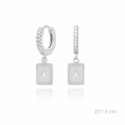 Pendientes Aros Plata Detalle Cuadrado Venus