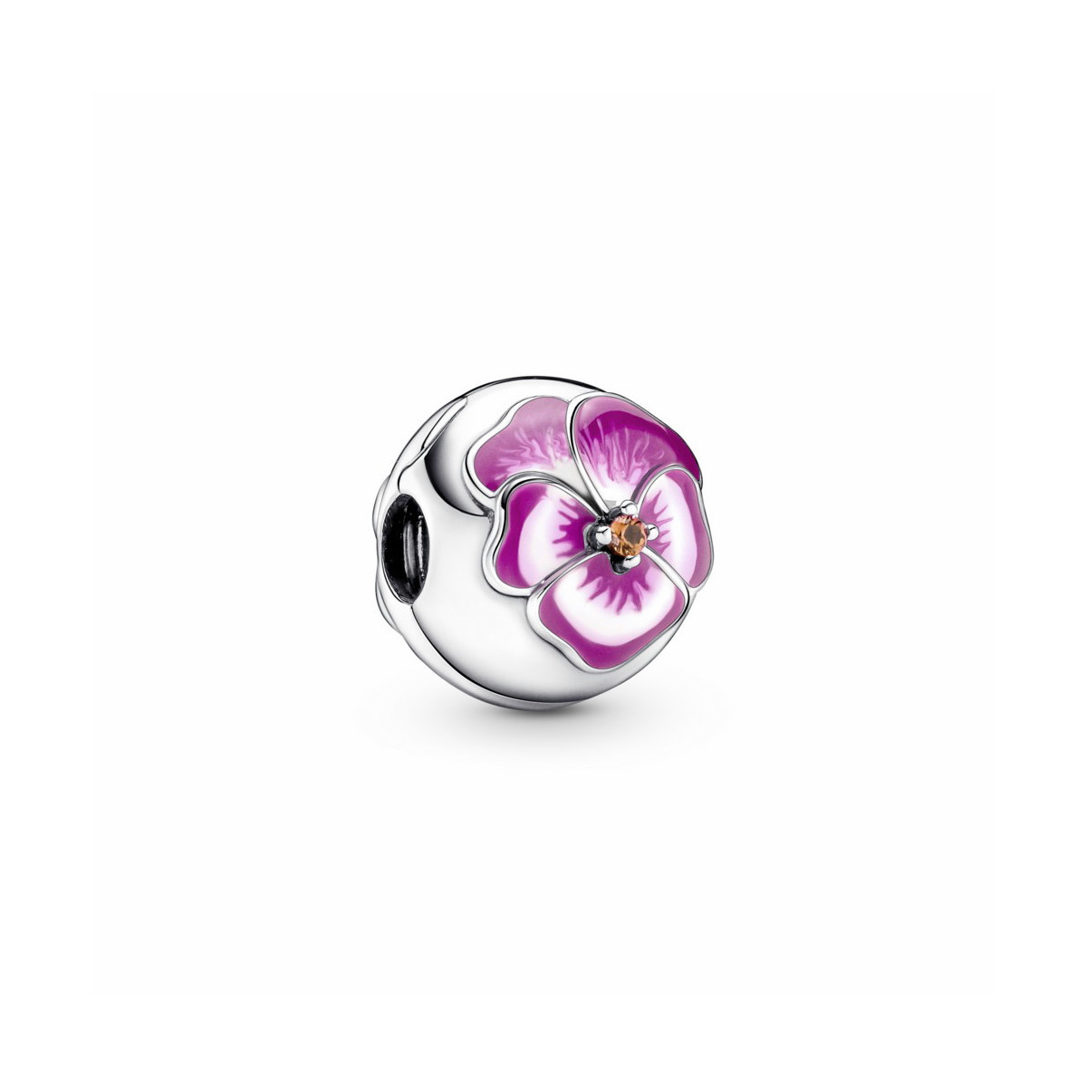 Pandora Clip Flor Pensamiento Rosa