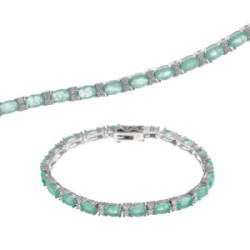 Salvatore Plata Pulsera Ovalos Circonita Menta