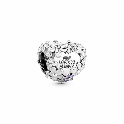 Pandora Charm Corazón Flores Mamá