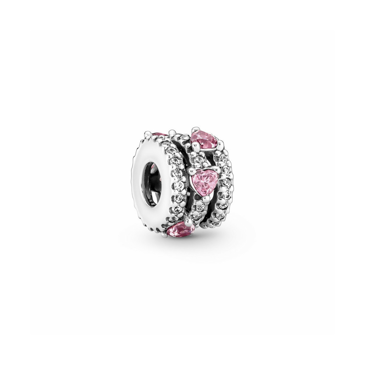 Pandora Charm Corazones Triple Halo Brillante