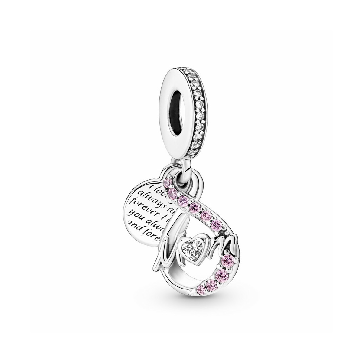 Pandora Charm Colgante Doble Mamá Infinito Pavé