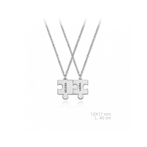 Collar en Plata Dos Piezas Puzzle Personalizables