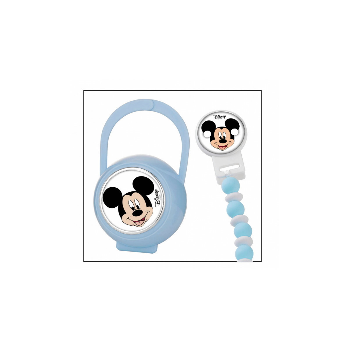 Set Pinza Bolas Portachupetes Mickey Mouse