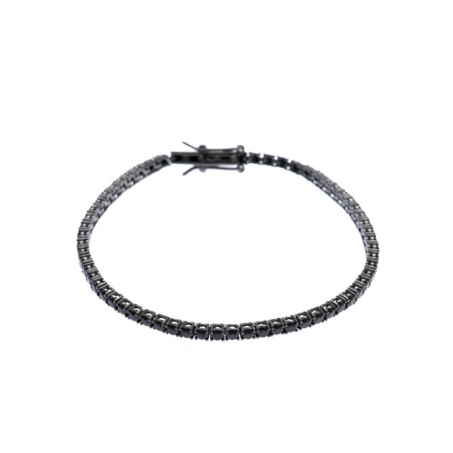 Salvatore Plata Pulsera Riviere Circonita Negra