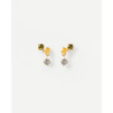 PDPAOLA Pendientes Florai Gold Piedras Colores