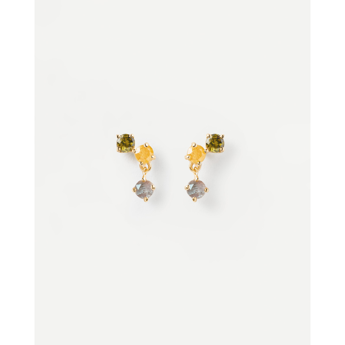 PDPAOLA Pendientes Florai Gold Piedras Colores