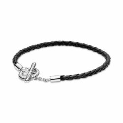 Pulsera Pandora Cuero Trenzado Cierre Forma T