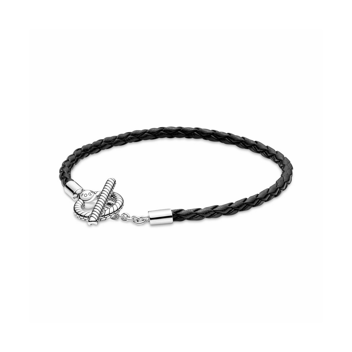 Pulsera Pandora Cuero Trenzado Cierre Forma T