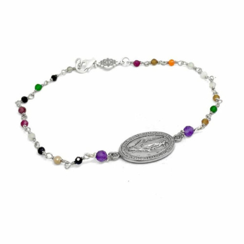 Pulsera Milagrosa Multicolor Plata