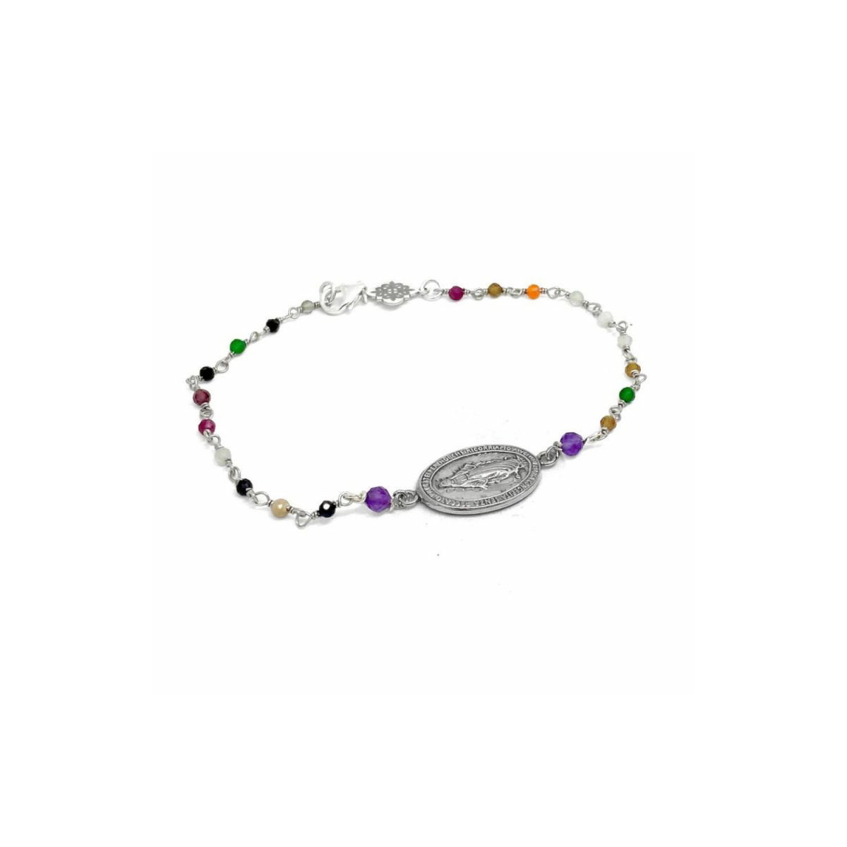 Pulsera Milagrosa Multicolor Plata