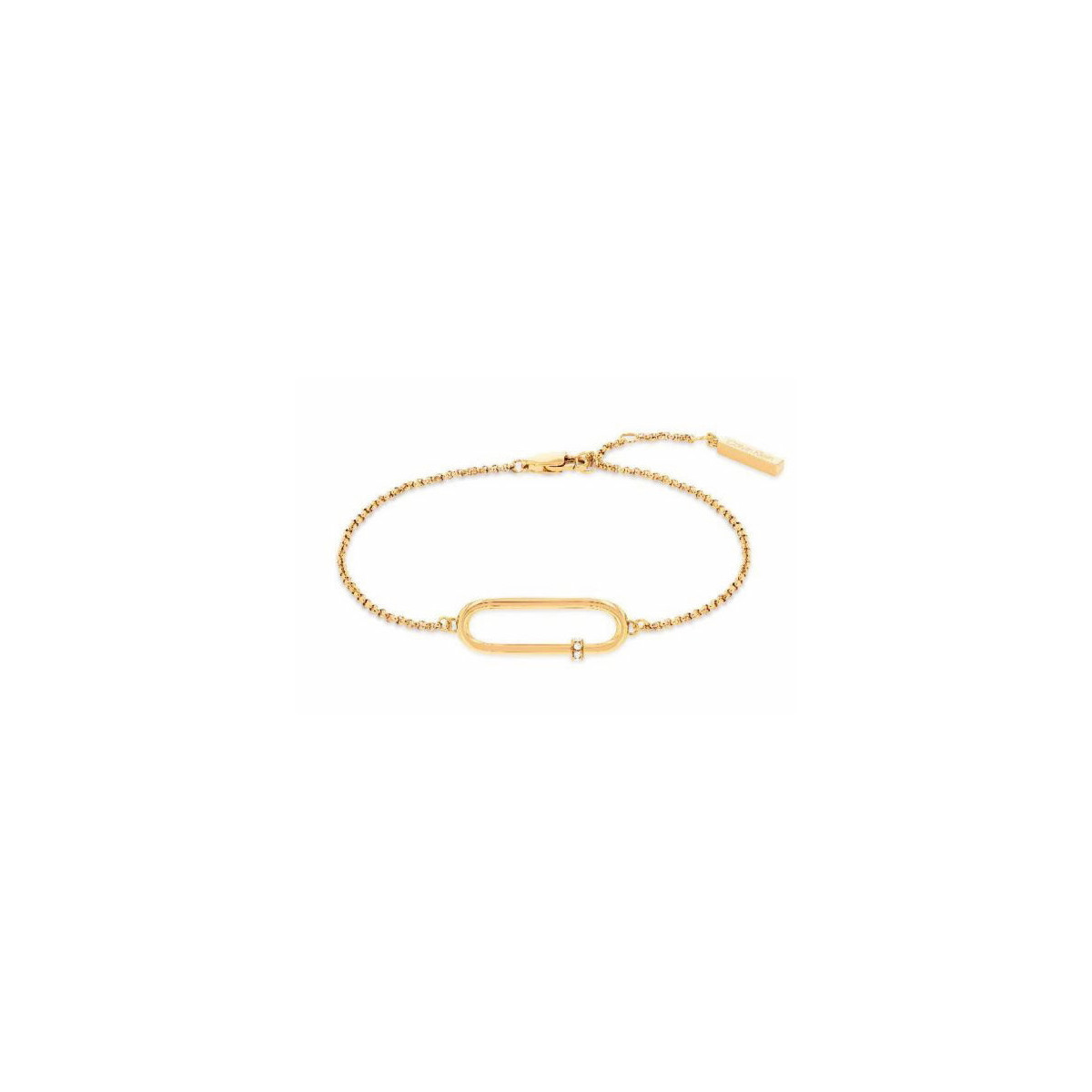 Calvin Klein Pulsera IP Dorado Detalle Rectangular Piedra