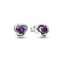 Pandora Pendientes Botón Círculo Eternity Morado