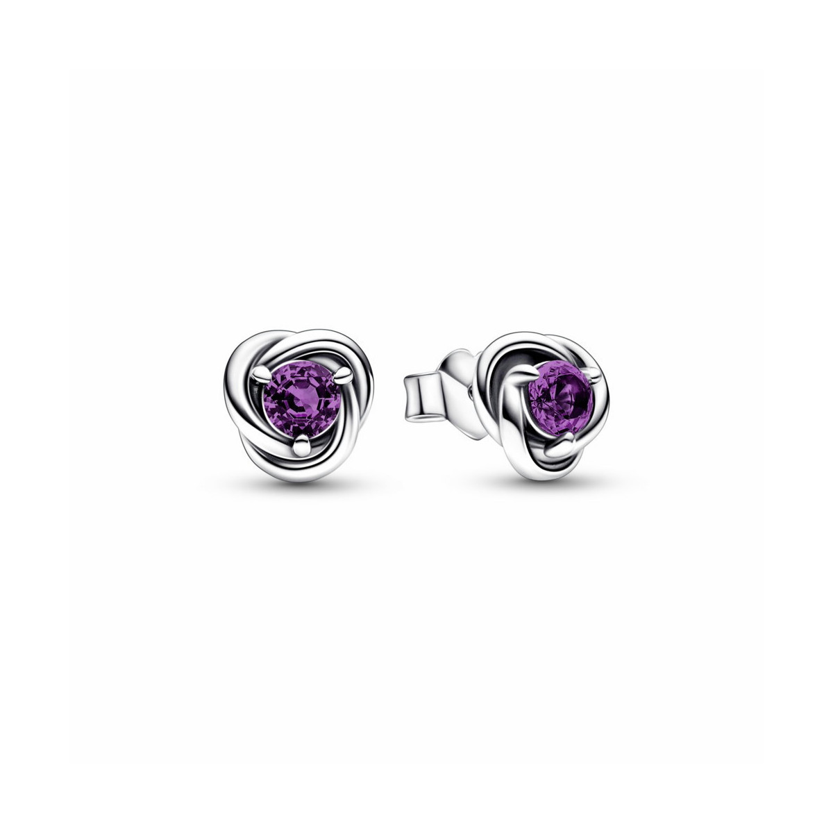 Pandora Pendientes Botón Círculo Eternity Morado