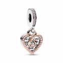 Pandora Charm Colgante Doble Corazón en Dos Tonos