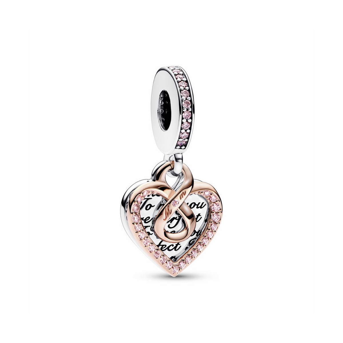 Pandora Charm Colgante Doble Corazón en Dos Tonos