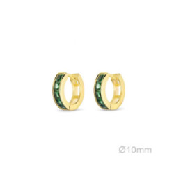 Aros Plata Dorada Circonitas Verde Oliva