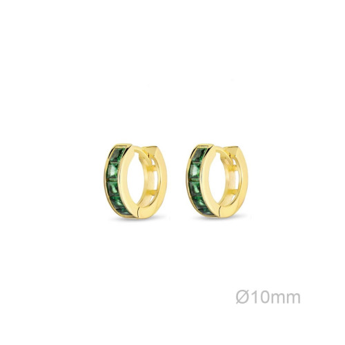 Aros Plata Dorada Circonitas Verde Oliva