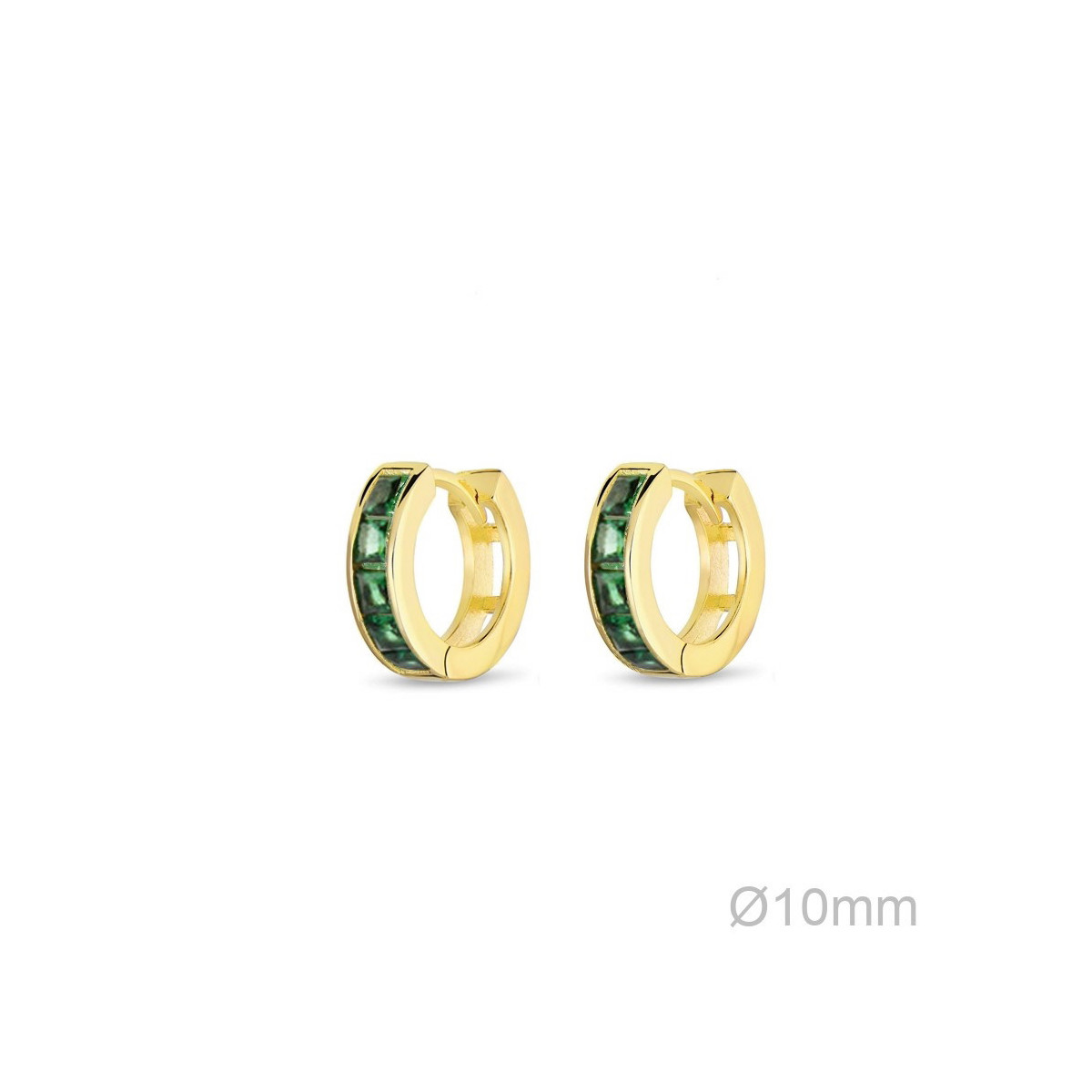 Aros Plata Dorada Circonitas Verde Oliva