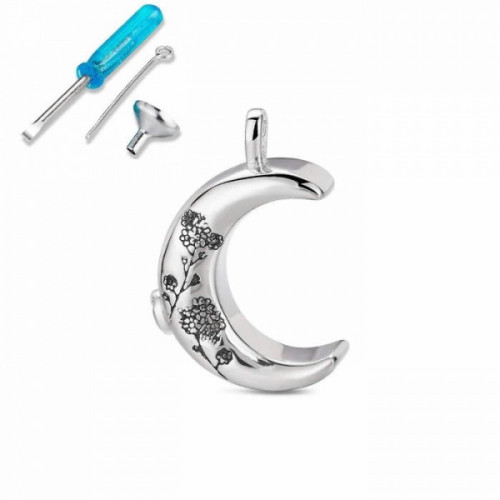 No me Olvides Colgante Media Luna Plata Personalizado