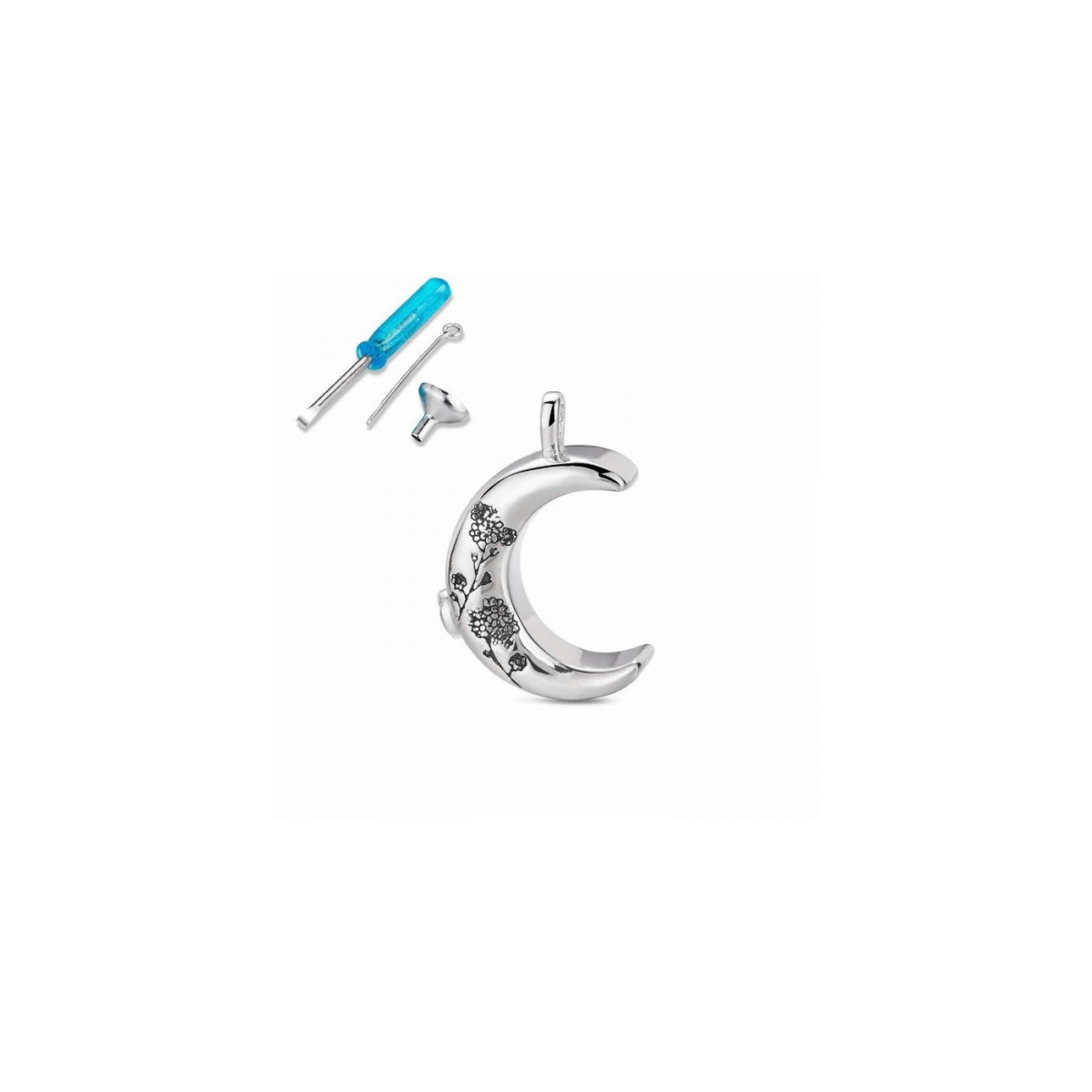 No me Olvides Colgante Media Luna Plata Personalizado