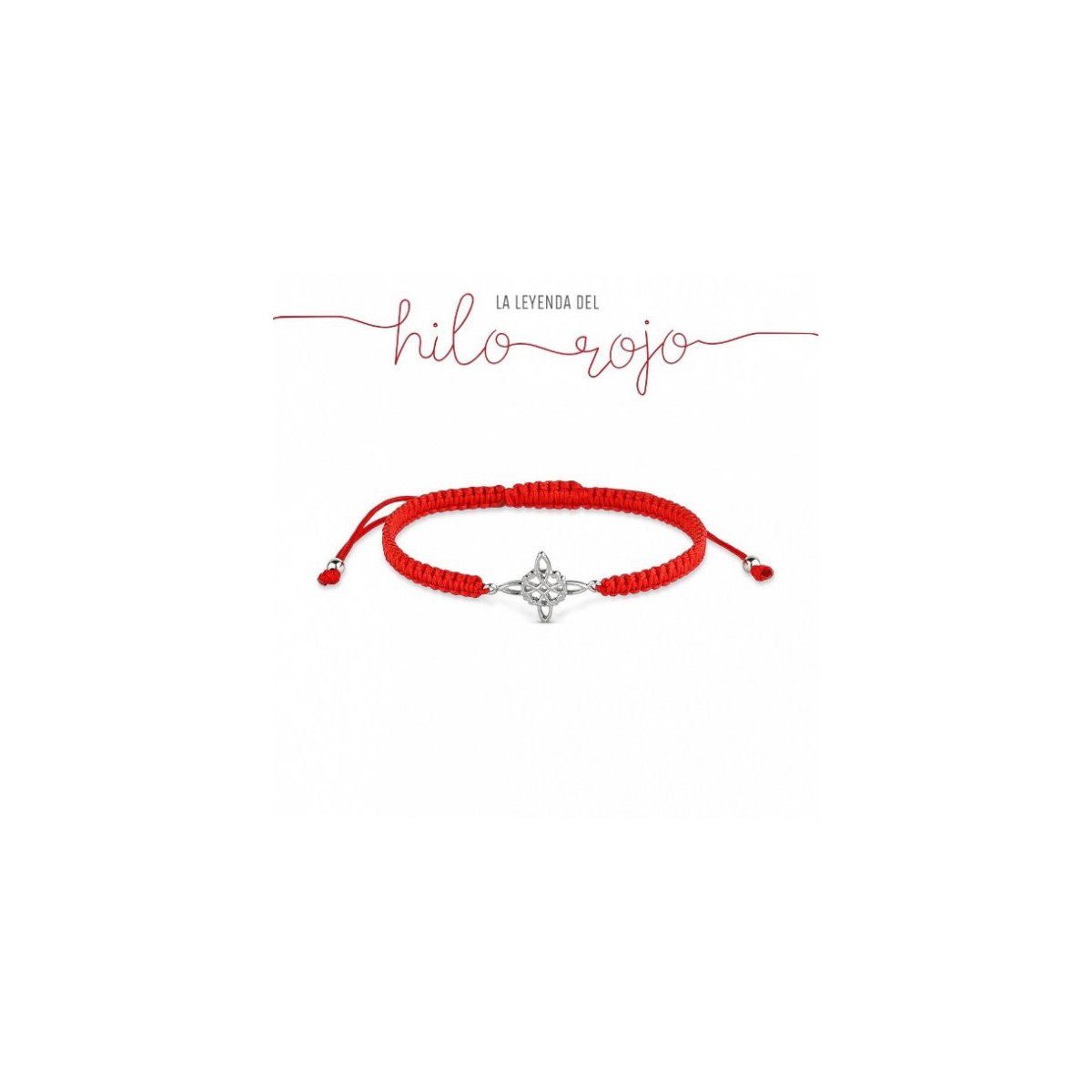 Pulsera Hilo Rojo Nudo de la Bruja Plata de Ley