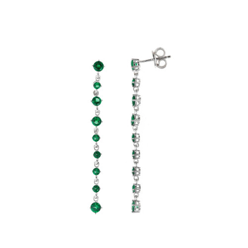 Salvatore Plata Pendientes Riviere Plata Circonita Verde