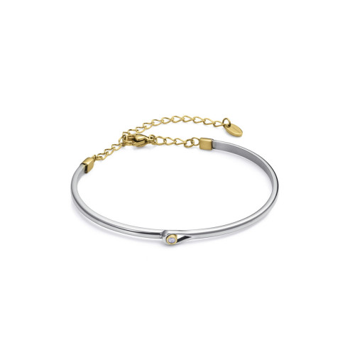 Pulsera de acero con IP dorado y un diamante