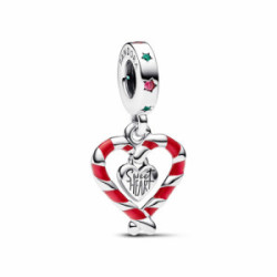 Charm Colgante Corazón Bastón Caramelo Doble de Navidad