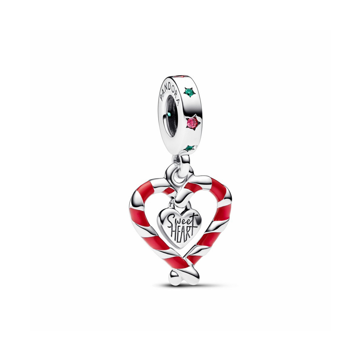 Charm Colgante Corazón Bastón Caramelo Doble de Navidad