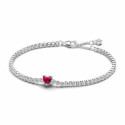 Pulsera Tenis Corazón Brillante Rojo