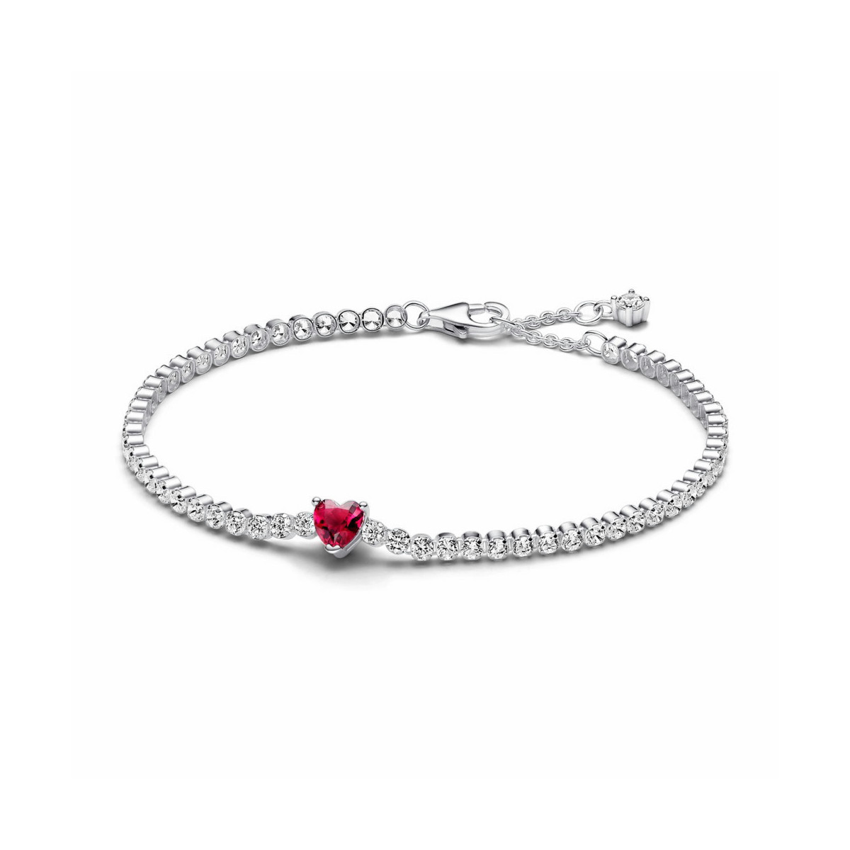 Pulsera Tenis Corazón Brillante Rojo