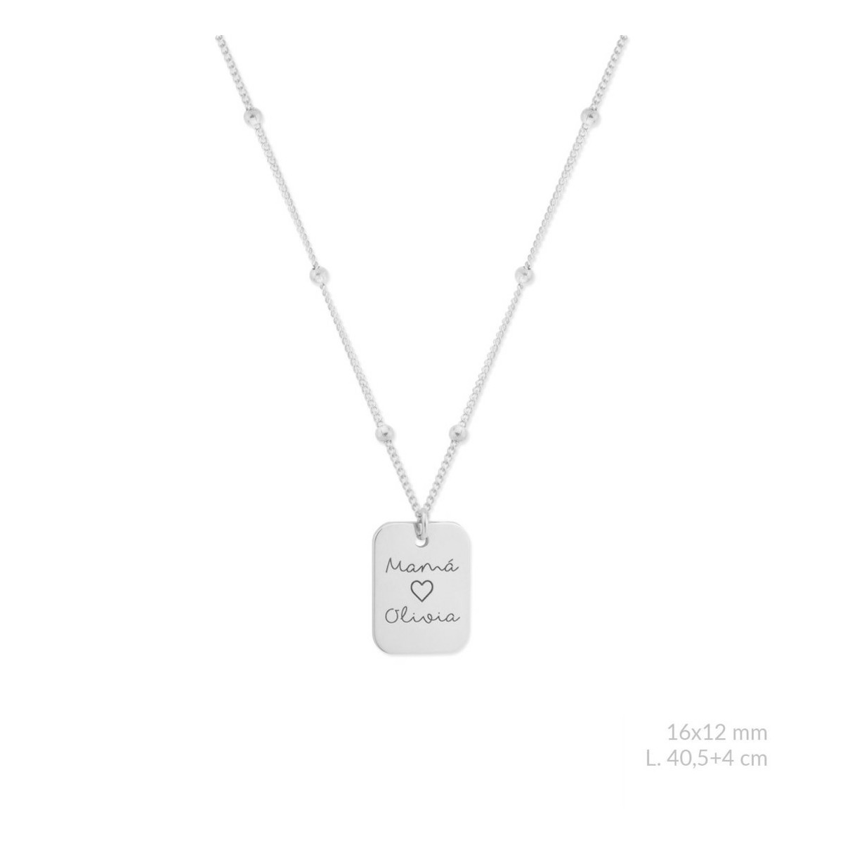Chapa Personalizable Plata con Cadena