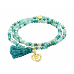 Marina Garcia Pulsera Zen Multi Verde Agua Corazón Plata Dorada