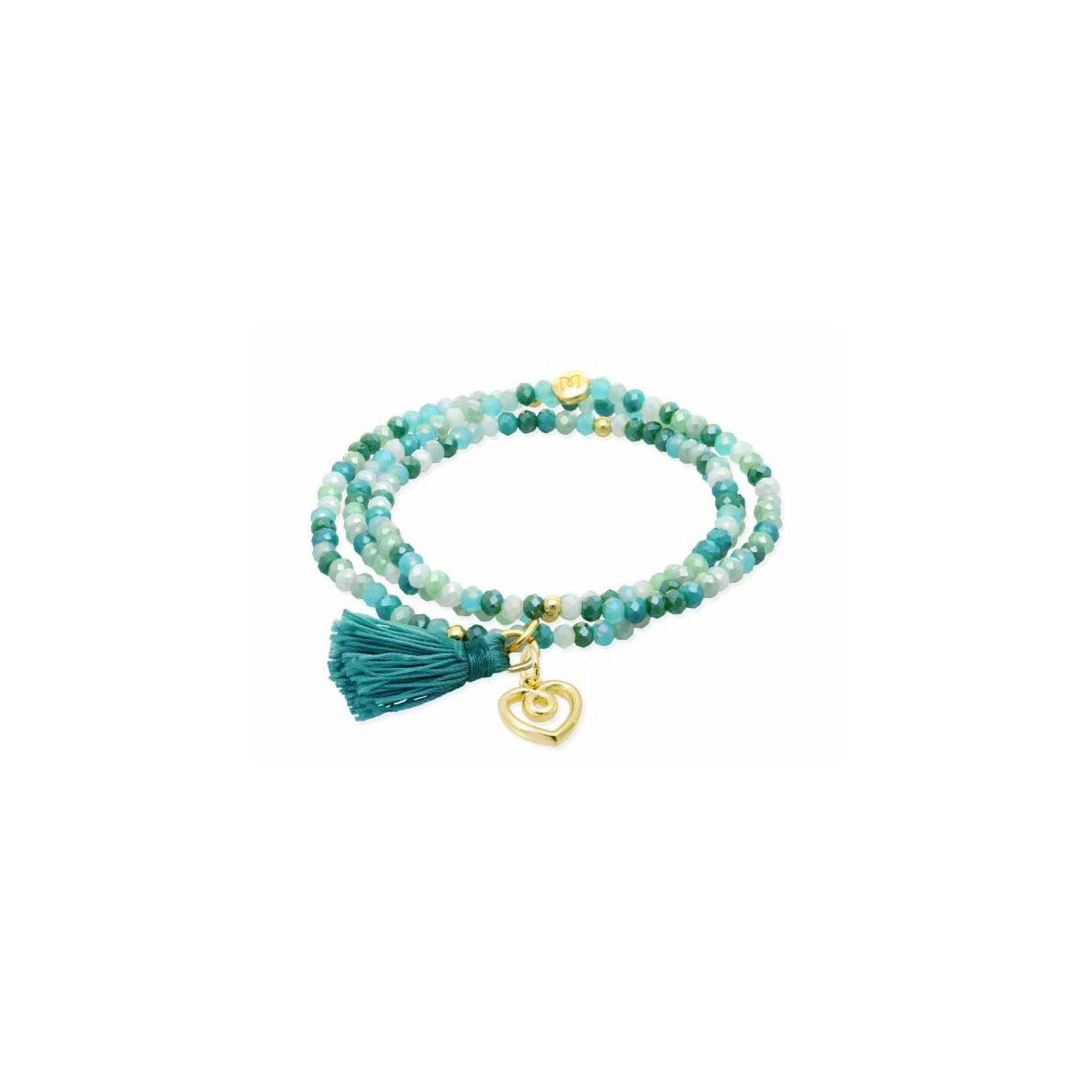 Marina Garcia Pulsera Zen Multi Verde Agua Corazón Plata Dorada