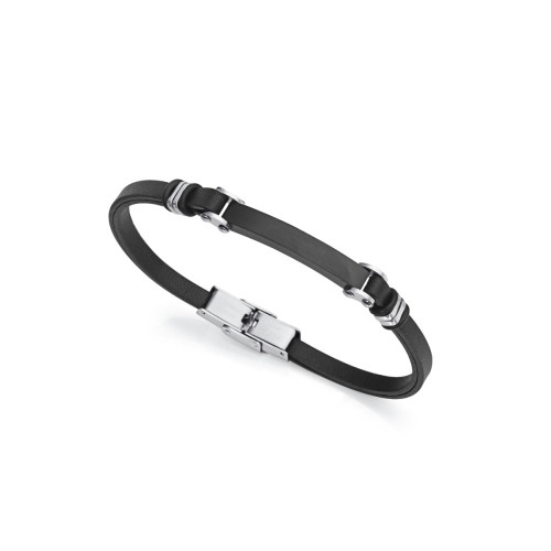 Viceroy Pulsera Air de acero con Ip negro y piel negra